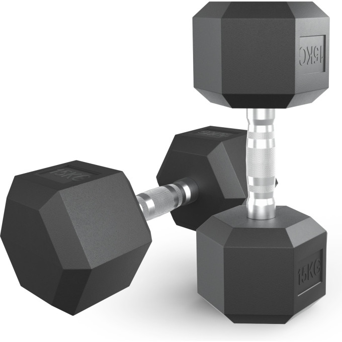 Гантель гексагональная UNIX FIT обрезиненная 15 кг, 2 шт. DBHEX15x2